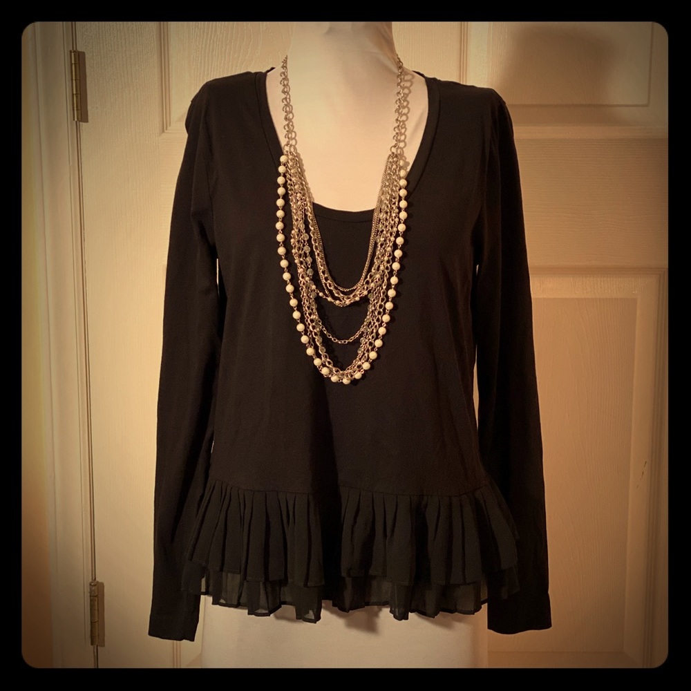 Host Pick 🎉 J. Crew Black Long Sleeve Peplum Tee